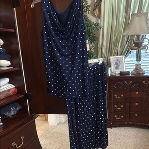 Coldwater Creek Navy Polka Dot Dress
